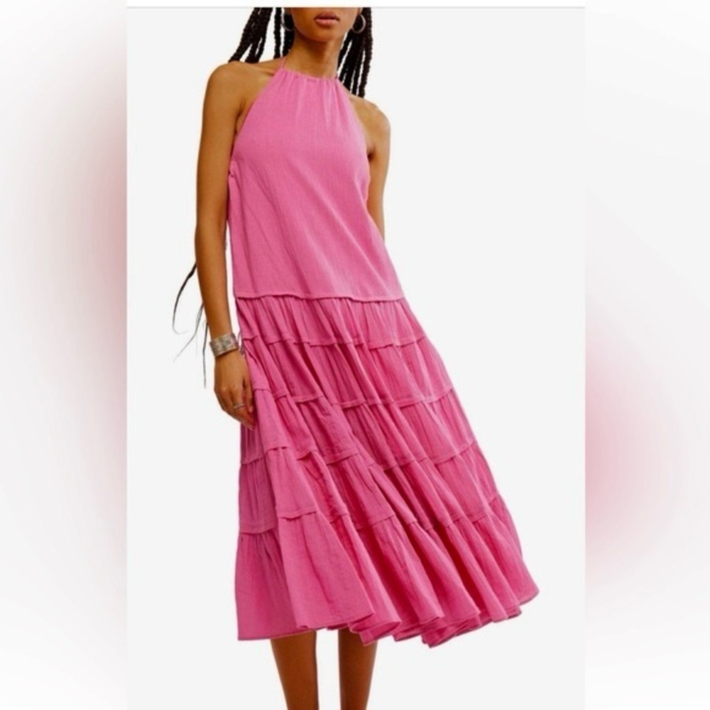 Free People Somewhere Sunny Halter
Midi Dress NWT , sz : large